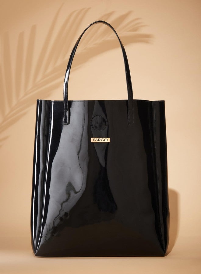 Fargo Vegan Leather Stylish Handbag Women Tote Bag (Black) - Image 4